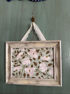 Hanging Floral Framed Magnet Board